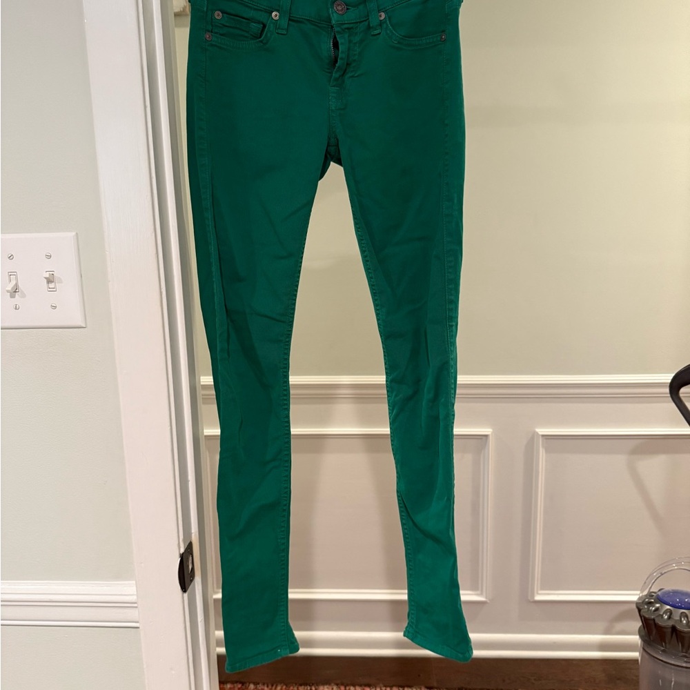 7 For All Mankind Green Skinny Pants